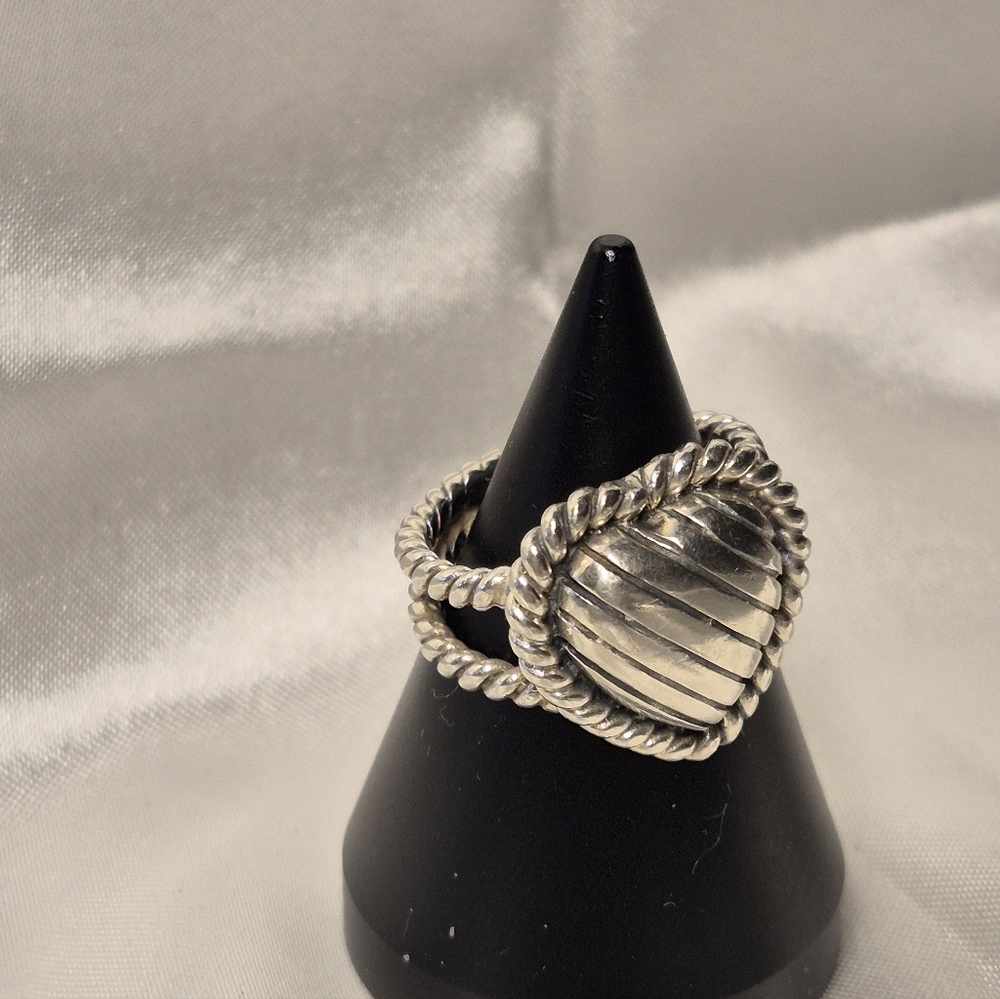 Twisted Rope STERLING Silver Heart Ring. CHUNKY Size 6.5 - Picture 6 of 8